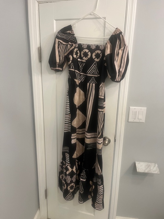 Express Dresses & Skirts - Express Black Smocked Puff Sleeve Midi Dress Size S